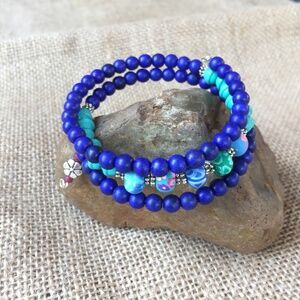 Girls Handmade Beaded Bracelet Multi-Strand Memory Wire Wrap Birthday Gift New